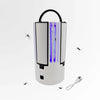 Rechargeable LED Mosquito Killer Lamp and Lantern with UV light and insects around it.