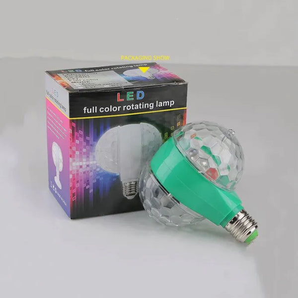 RGB Color Changing DJ Disco Light Projector in packaging, showcasing full color rotating lamp design for dynamic party lighting.
