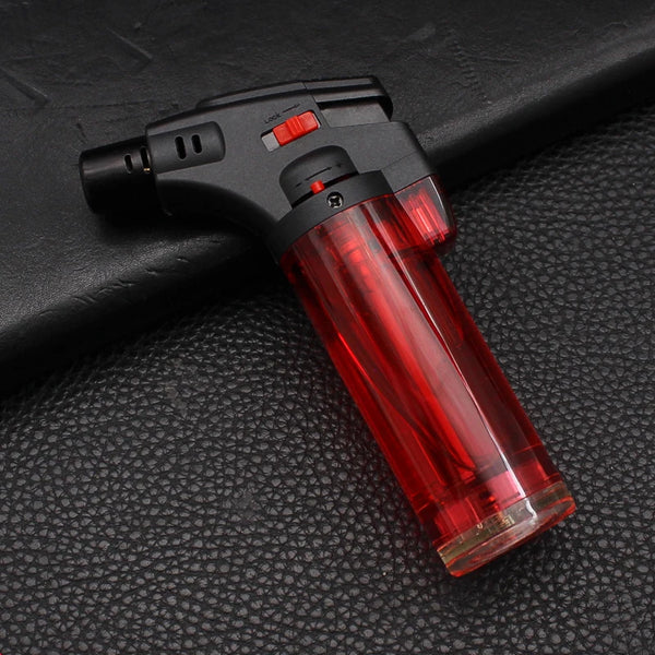 FD999 Modern Transparent Body Plastic Welding Gun on a black surface, showcasing its clear fuel reservoir and ergonomic design.