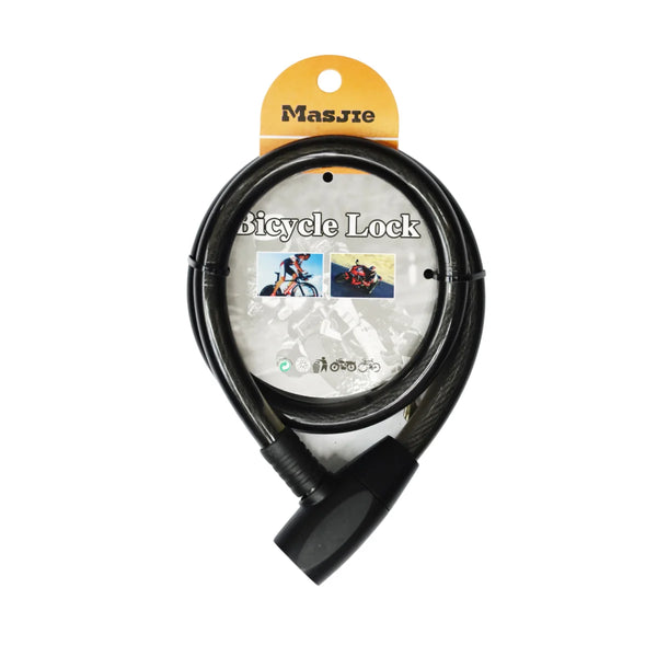 Portable Anti-Theft Bicycle Cable Lock with 2 Keys on display packaging for security during parking.