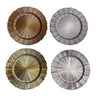 13-Inch Irregular Gold Rim Dinner Plate featuring four artistic designs in gold and silver finishes.