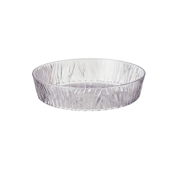 Fruit Plate Snack Serving Tray displaying a clear, textured glass design, perfect for serving fruits and snacks.