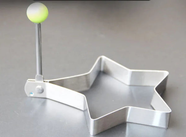Egg Mold Pan Ring star-shaped stainless steel mold for perfect fried eggs and pancakes.