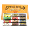 12-Color Boxed Household Sewing Thread Set displayed in a colorful box with various thread rolls.