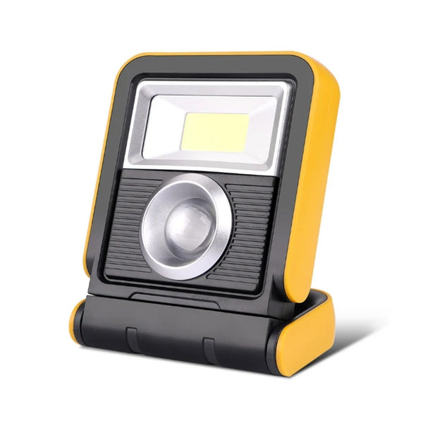 Solar LED Work Light Rechargeable Waterproof for outdoor illumination during camping and emergencies.