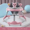 Classical Musical 3 in 1 Baby Walker in pink with music plate and silent PU wheels.