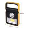Solar LED Work Light Rechargeable Waterproof with dimensions 202mm x 120mm, perfect for outdoor use.