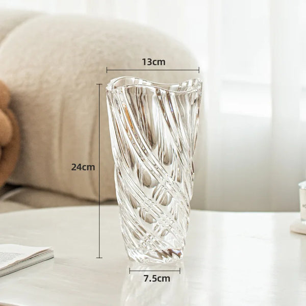 Crystal Twist Pattern Glass Vase for Hydroponics and Weddings