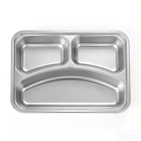 304 Stainless Steel 3 Compartment Lunch Box with durable and organized design for meals on the go.