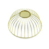 Metal Storage Rack in gold finish, featuring a modern, sleek design with a dome shape and open wire structure.