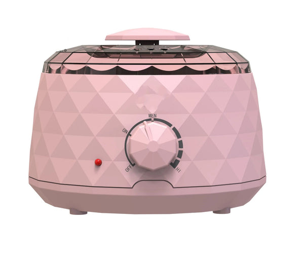 Electric 500cc Pro Wax Heater in pink color with control dial for professional hair removal.
