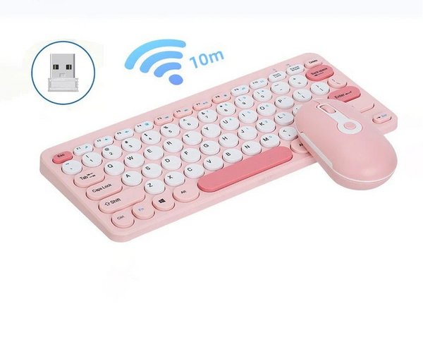 Wireless Circular Keycap Keyboard and Mouse Set