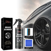 Homonth Fast-Acting Wheel & Rim Cleaner bottle next to a stylish car with black rims for effective cleaning.