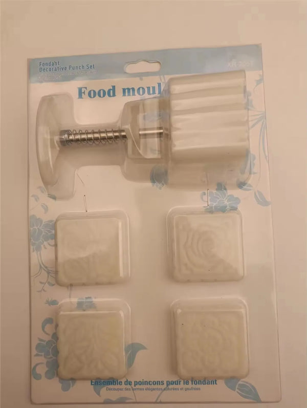Hand Press Mooncake & Pastry Mold Set includes mold and press for creating detailed pastries and mooncakes.