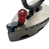 Industrial Grade Heavy-Duty Charcoal Iron with a red wooden handle and metal body for effective garment pressing.