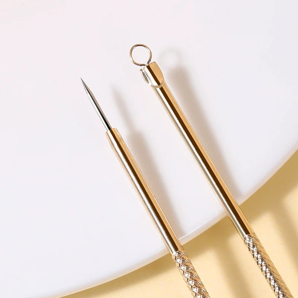 Close-up of Double End Blackhead Remover Acne Needle showcasing the precision tips for effective blemish removal.