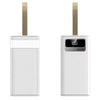 High Capacity Portable Power Bank with LED Light showing front and back design, LED display, and sleek white finish.
