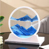 12 inch Round 3D Moving Sand Art Frame showcasing blue mountain sandscape in stylish circular design