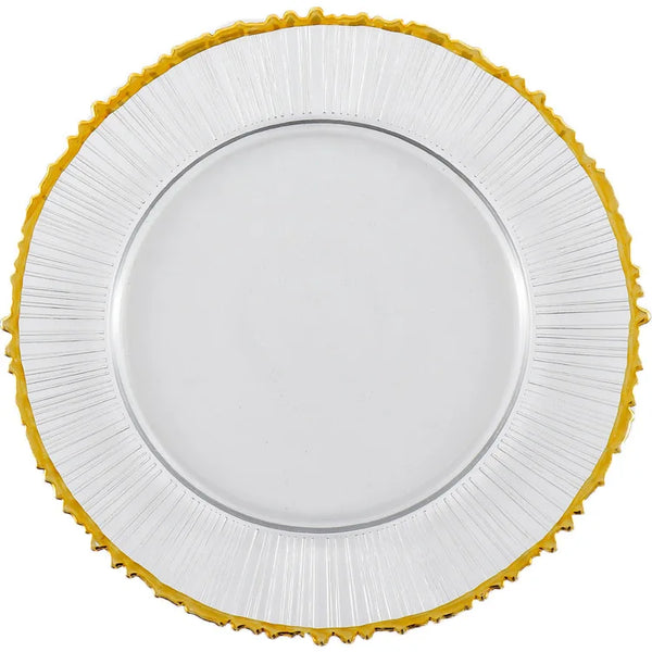 Gold Wavy Rim Glass Charger Plate