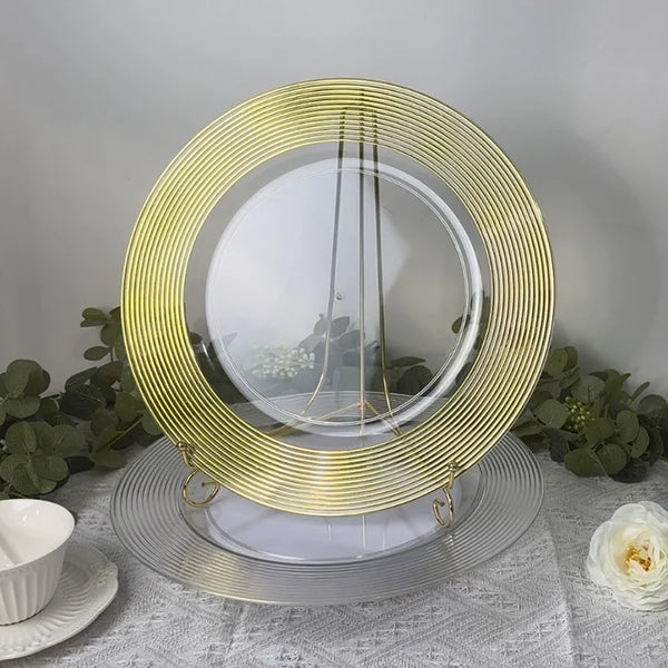 Gold Rimmed Acrylic Clear Charger Plate