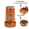 Solar LED Camping Lamp with Fan featuring solar charging and battery compartment.
