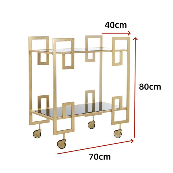 Brass and Black Glass Eliza Bar Cart