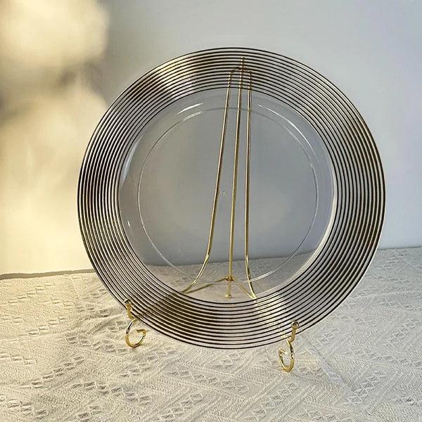 Gold Rimmed Acrylic Clear Charger Plate