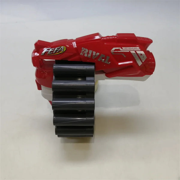 Manual Soft Bullet Toy Blaster with Rotating Drum in vibrant red color, featuring a rotating drum for added fun.