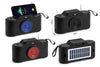 Creative Camera Portable Wireless Solar Speaker with smartphone on top, showcasing side and back views.