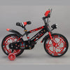 Carbon Steel Kids Training Bike featuring a stylish black and red design, perfect for young cyclists learning to ride.
