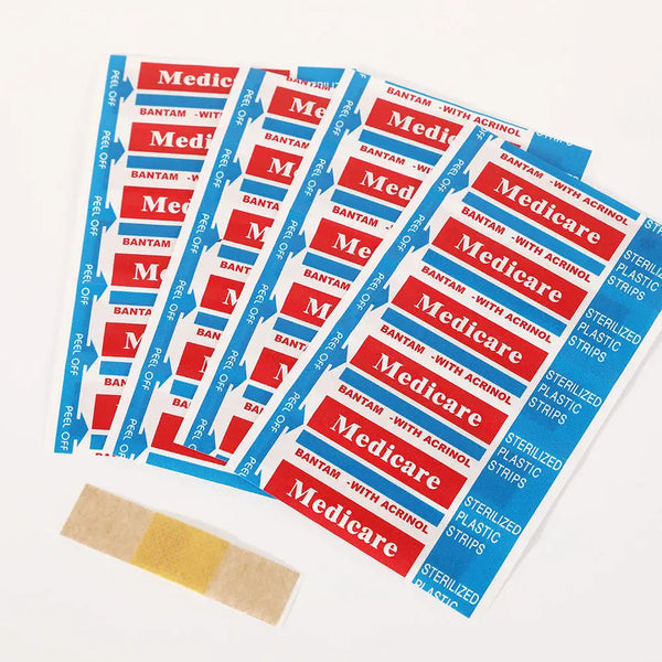 Breathable PE Adhesive Wound Plaster pack featuring multiple strips for minor cuts and scrapes protection.