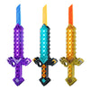 LED Pixel Light-Up Sword Toy with Sound Effects in vibrant colors including purple, blue, and gold.