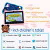 Kids Learning Flagship Q8 7-Inch Android Tablet with colorful protective case displaying educational game on screen.