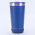 17oz Can Cooler Bluetooth Speaker Tumbler in blue color with stainless steel and speaker base.