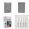 Wall-Mounted Lockable Galvanized Steel Mailbox with mounting plate, screws, and packaging.
