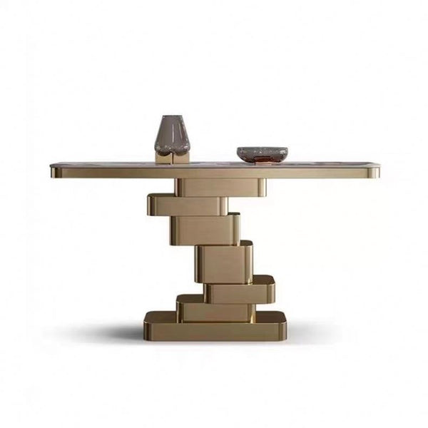 Contemporary Extra Long Faux Marble Console Table