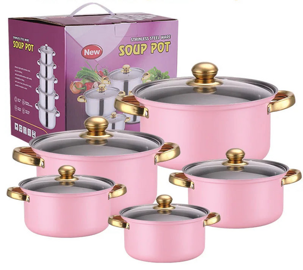 Stainless steel pots and pans with lids