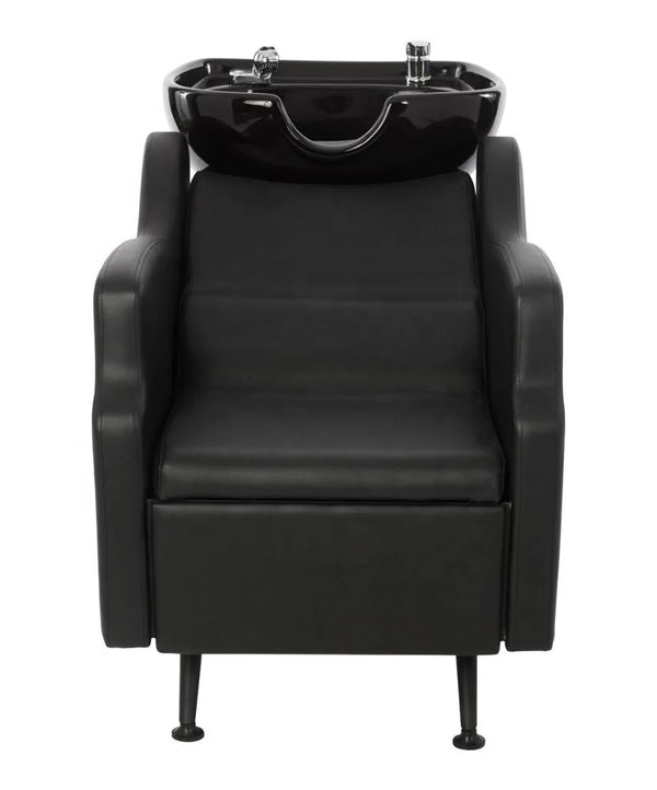 Professional Reclining Salon Shampoo Chair with modern design and ergonomic support for client comfort.