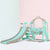 The Indoor Plastic Cartoon Slide with a swing set designed for toddlers in playful colors.