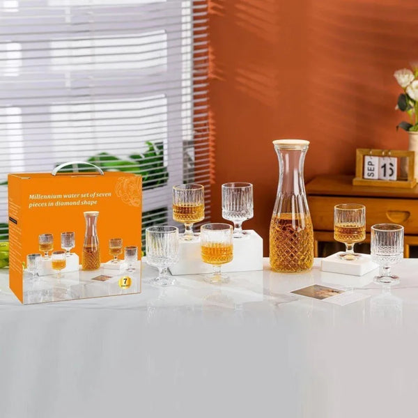 7-Piece Diamond Pattern Glass Water Set