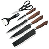 6 Piece Kitchen Cooking Knives Set including knives, scissors, and peeler for efficient food preparation.
