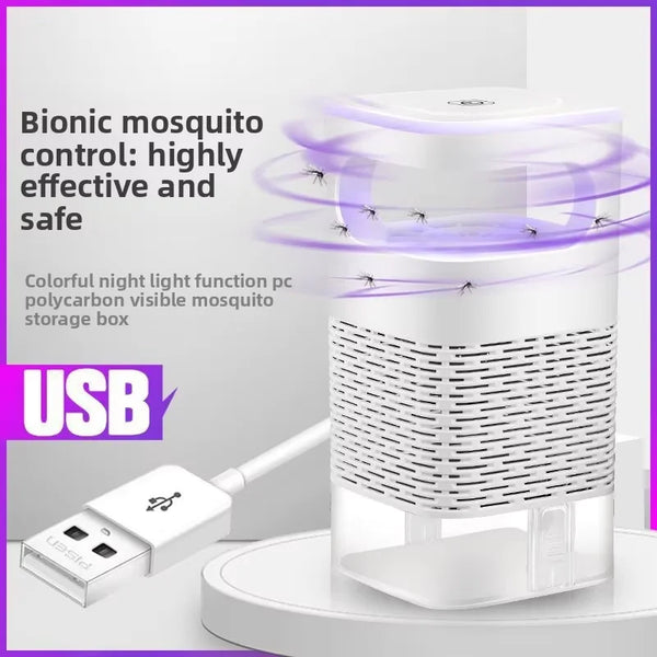 Portable USB Photocatalyst Mosquito Repeller LED Light with bionic mosquito control and USB connection.