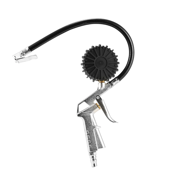 Car Tyre Pressure Gauge showing an ergonomic design with a dial for precise pressure readings.