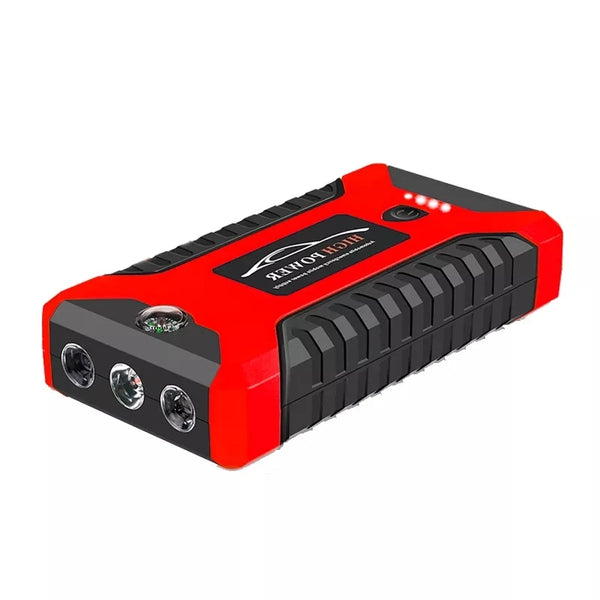 20000mah All in One Emergency Vehicle Jump Starter Pack with flashlight capabilities for roadside emergencies.
