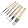 6-Piece Nylon Paint Brush Set with Wooden Handles featuring various brush sizes for painting and crafts.