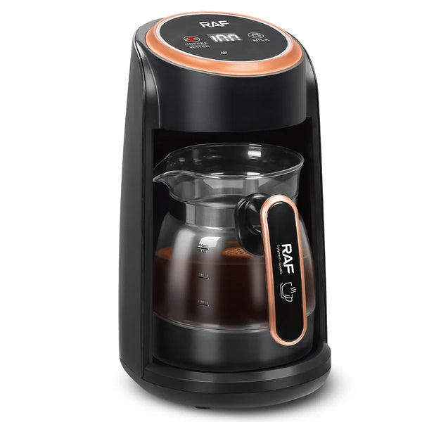 Electric Turkish Coffee Maker with Glass Carafe and Touch Controls for brewing Turkish coffee at home.