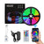 12V SMD 5050 RGB LED Strip with remote control and power adapter for customizable lighting