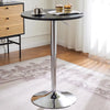 Adjustable Height Bar Table with Metal Round Top featuring modern design and chrome base, ideal for dining or social spaces.