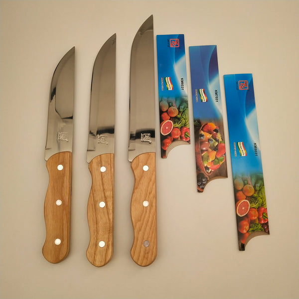 Stainless Steel Japanese Style Fruit Knife alongside other kitchen knives.