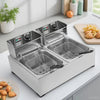 Commercial 6L+6L Double Tank Electric Deep Fryer with two separate tanks for efficient frying in busy kitchens.